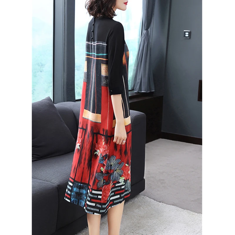 Женское свободное платье с коротким рукавом длинное большого размера круглым