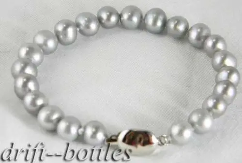 Круглый серый браслет из пресноводного жемчуга 9 мм|freshwater pearl bracelet|pearl braceletbracelet
