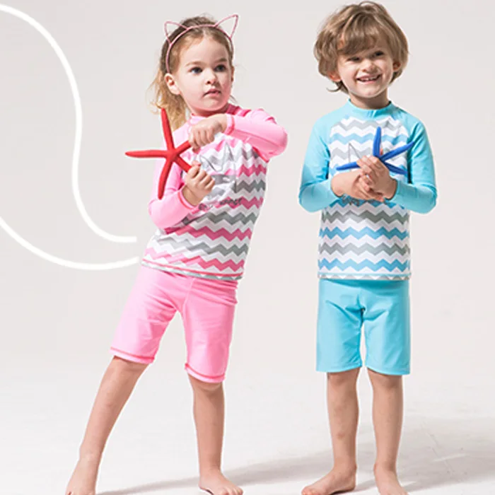 Cartoon Children Boys Girls Long Sleeve Swim Wear 2017 Baby Kids Printed Swimsuits Beach Two Pieces With Swimming Bathing Suit | Спорт и