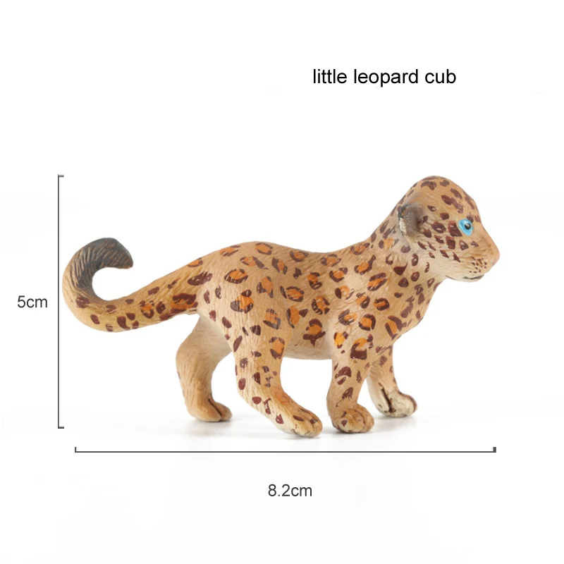 little leopard cub Детские игрушки, пластиковая фигурка животного из зоопарка, олень, леопард, бегемот, медведь, модель животного, мини-фигурка, набор, аксессуары для домашнего декора - Цвет: little leopard cub