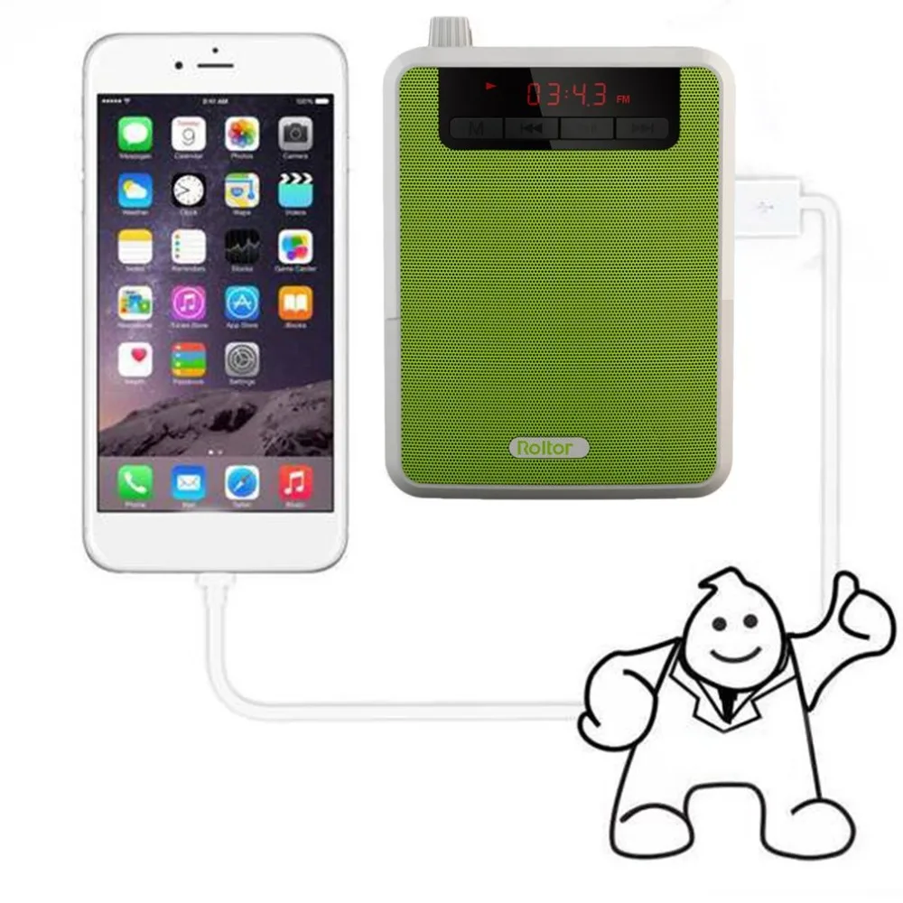 Портативный усилитель звука Rolton зажим для поясной ленты с FM TF MP3 Powerbank