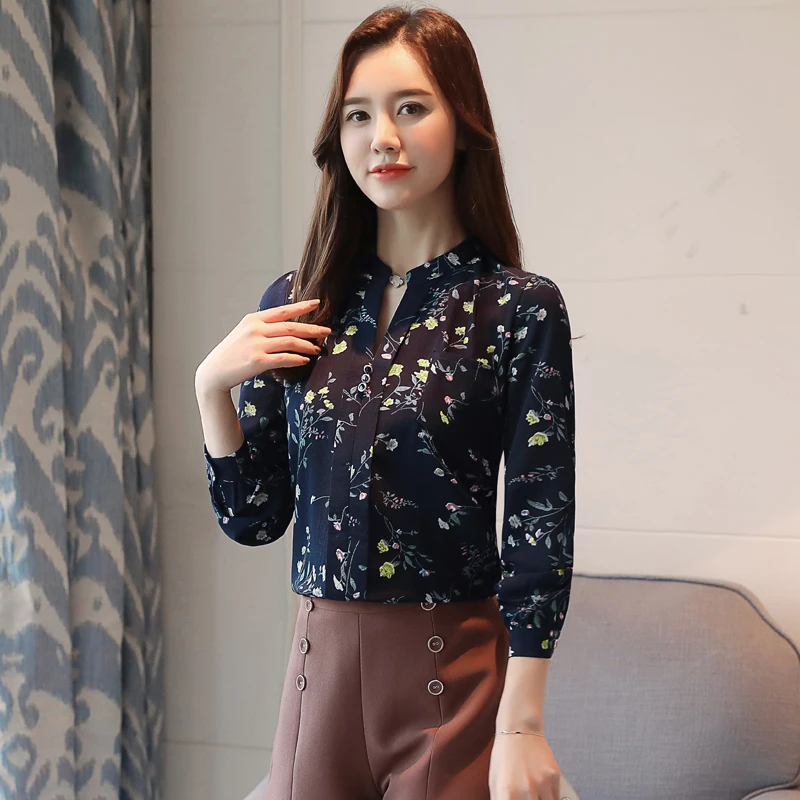 

Fashion long sleeve shirt floral print chiffon women blouse shirt lady tops causal blouse women shirt feminine blusas Z0001 40