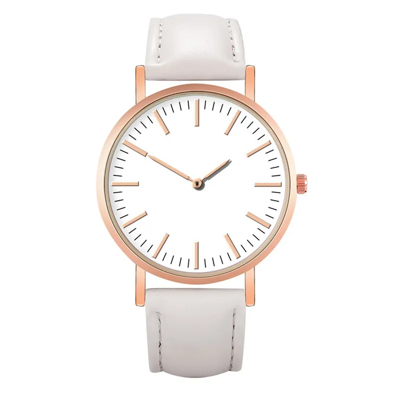 

Women Watches Fashion Minimalism Simple Style Dial Rose Gold Case Watch Lady Multicolor Leather Quartz Wristwatch reloj mujer #D