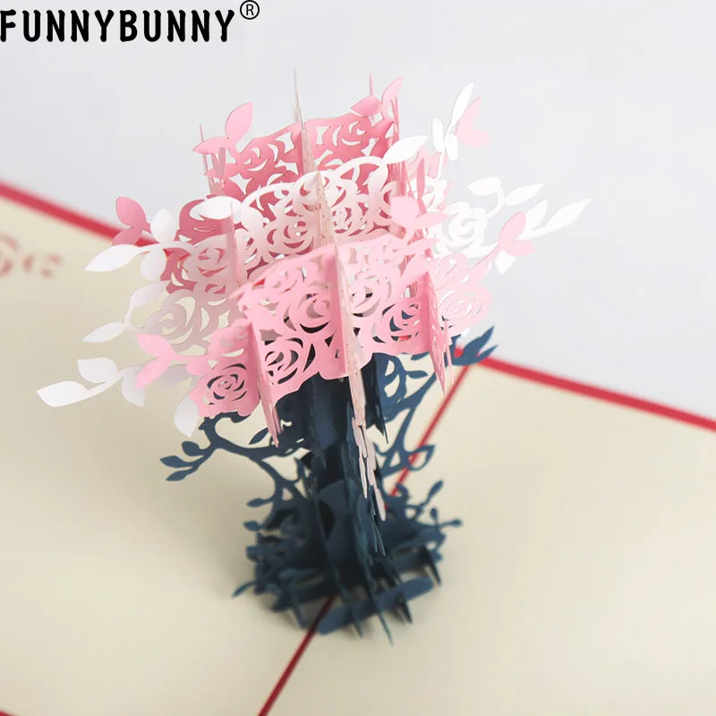 FUNNYBUNNY Flower 3D всплывающие поздравительные открытки букет цветов с очаровательными