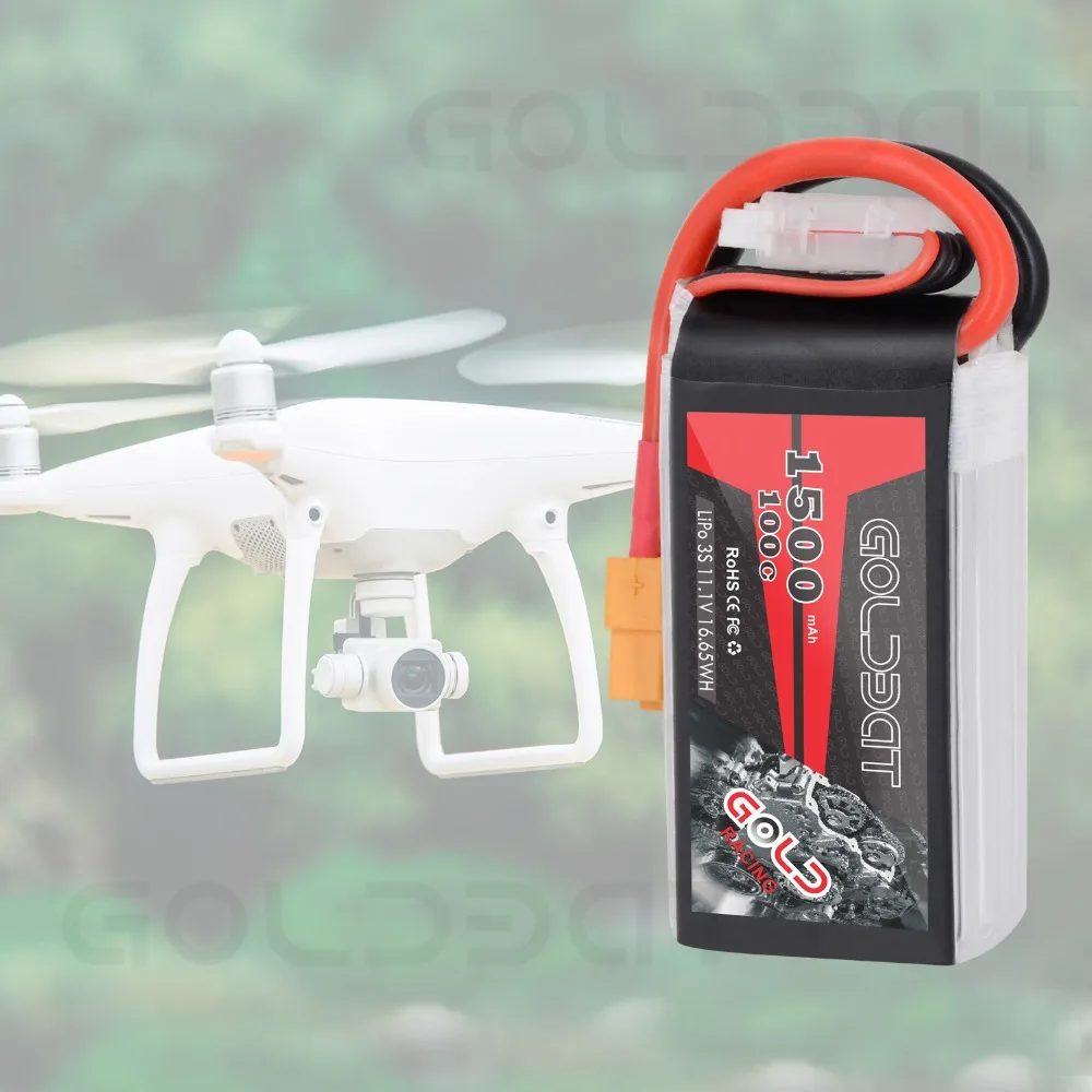 2 шт. GOLDBAT 1500mAh 11,1 v Lipo батарея для fpv батареи Lipo 11,1 V 3S 100C батарея lipo для дрона с XT60 разъемом для fpv heli