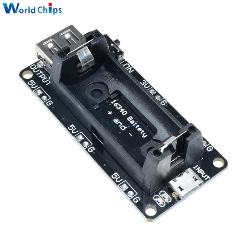 Двойной выход Micro USB 3 В 5 в 16340 блок питания модуль зарядки аккумулятора держатель