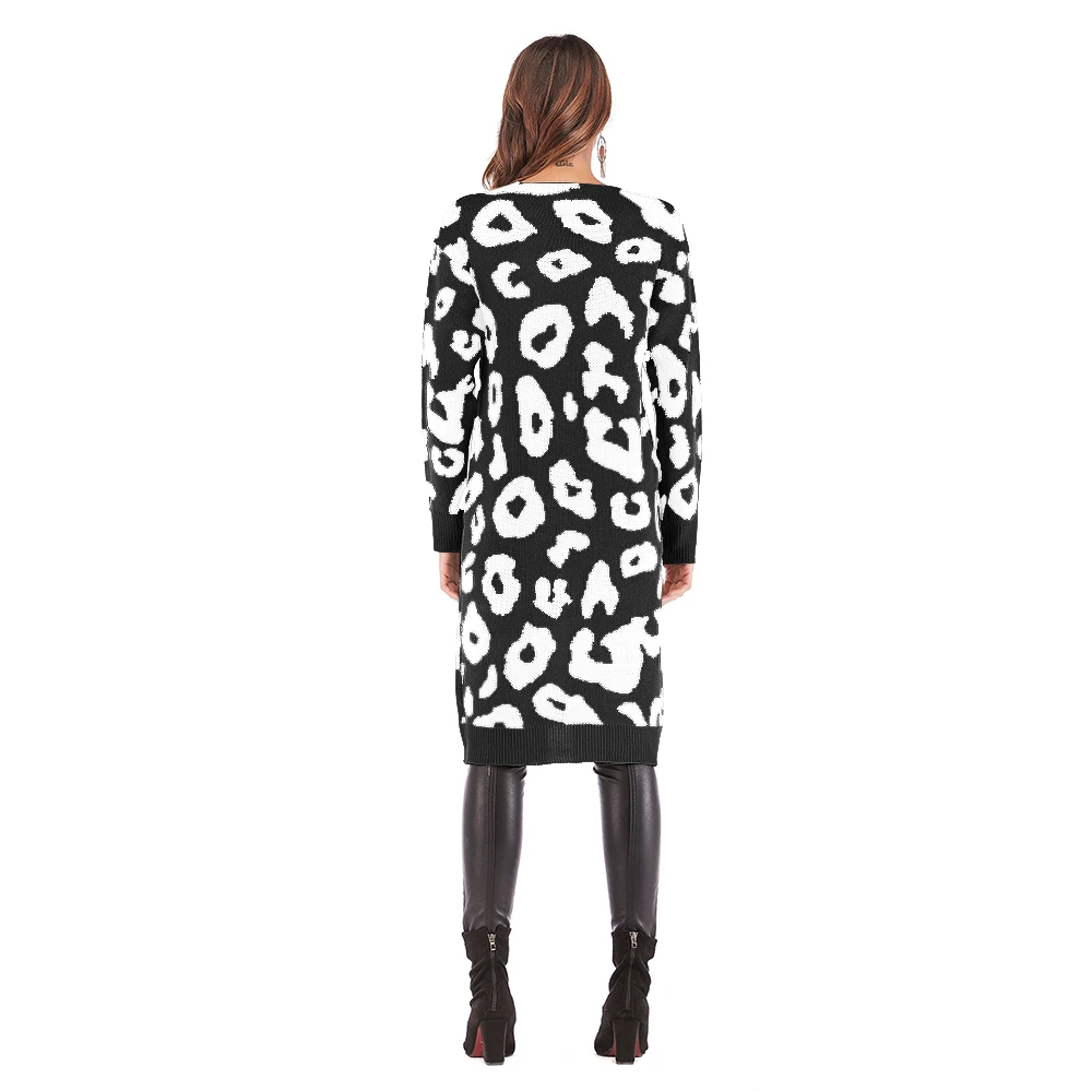 2018 Autumn Winter Fashion Women Long Sleeve loose Leopard knitting cardigan sweater Knitted Female Cardigan pull femme |