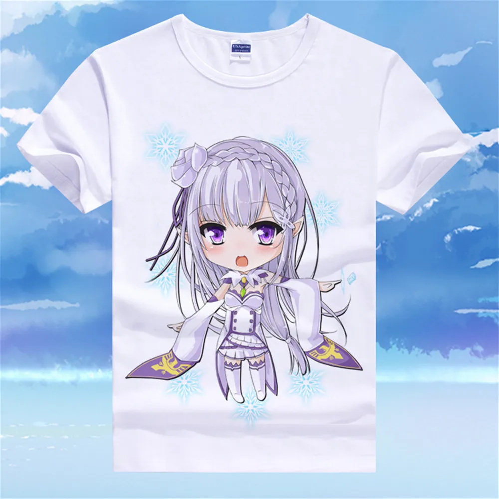 Футболка для косплея Re:Zero кара хаджимера Isekai Seikatsu аниме Эмилия Рем футболка