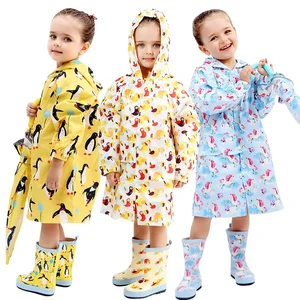 Непродуваемый нейлоновый дождевик для мальчиков и девочек, с принтом животных