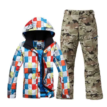 GSOU SNOW Brand лыжный костюм Для мужчин лыжная куртка брюки зима Mountain Лыжный Спорт костюм Водонепроницаемый сноуборд устанавливает мужской - Цвет: color10