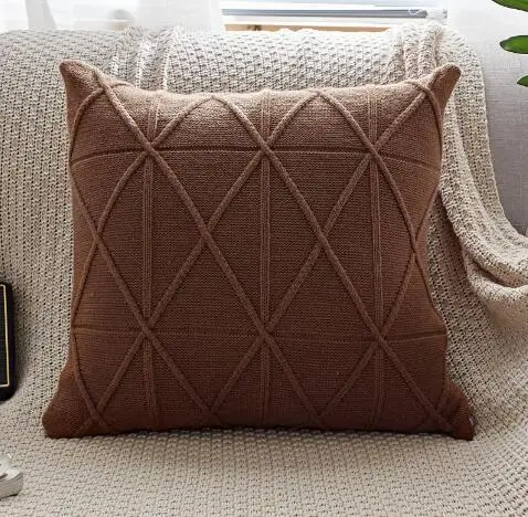 coffee Розовый вязаный чехол для подушки синий вязаный диван-шезлонг lounge throw Наволочка Зеленый Вязание cojines Современная декоративная almofada - Цвет: coffee