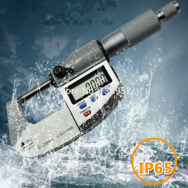 Цифровой микрометр водонепроницаемый цифровой IP65 0 25 мм 001 внешний