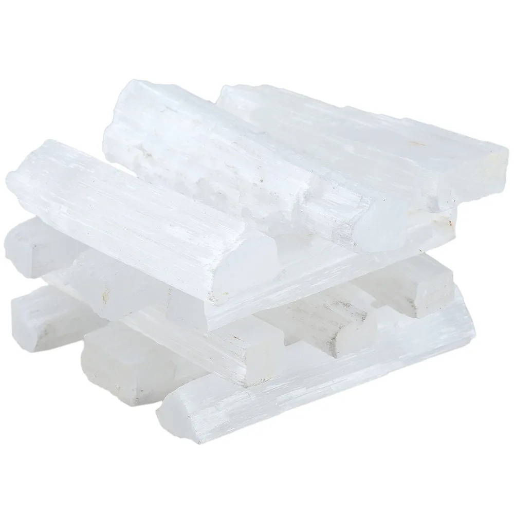 TUMBEELLUWA 1Lot (5Pc) Natural Selenite Sticks Wands Specimen Raw Rough Mineral,Healing Reiki Chakra Home Decor (2.7