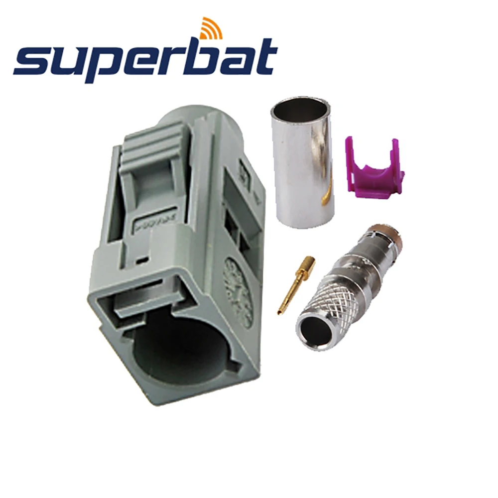 Superbat Fakra G Grey Crimp Female Connector Remote Control Keyless Entry for Coaxial Cable RG58 LMR195