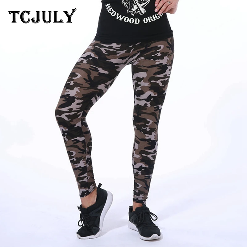 Женские камуфляжные леггинсы TCJULY эластичные по щиколотку для фитнеса в стиле