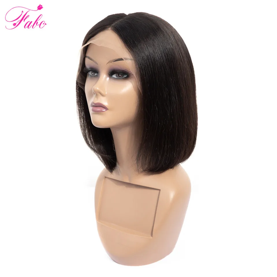 FABC Hair Straight Lace Front Wig For Black Women Brazilian Short Bob Wigs Remy Human 13x6 Bleached Knots Natural Color | Шиньоны и