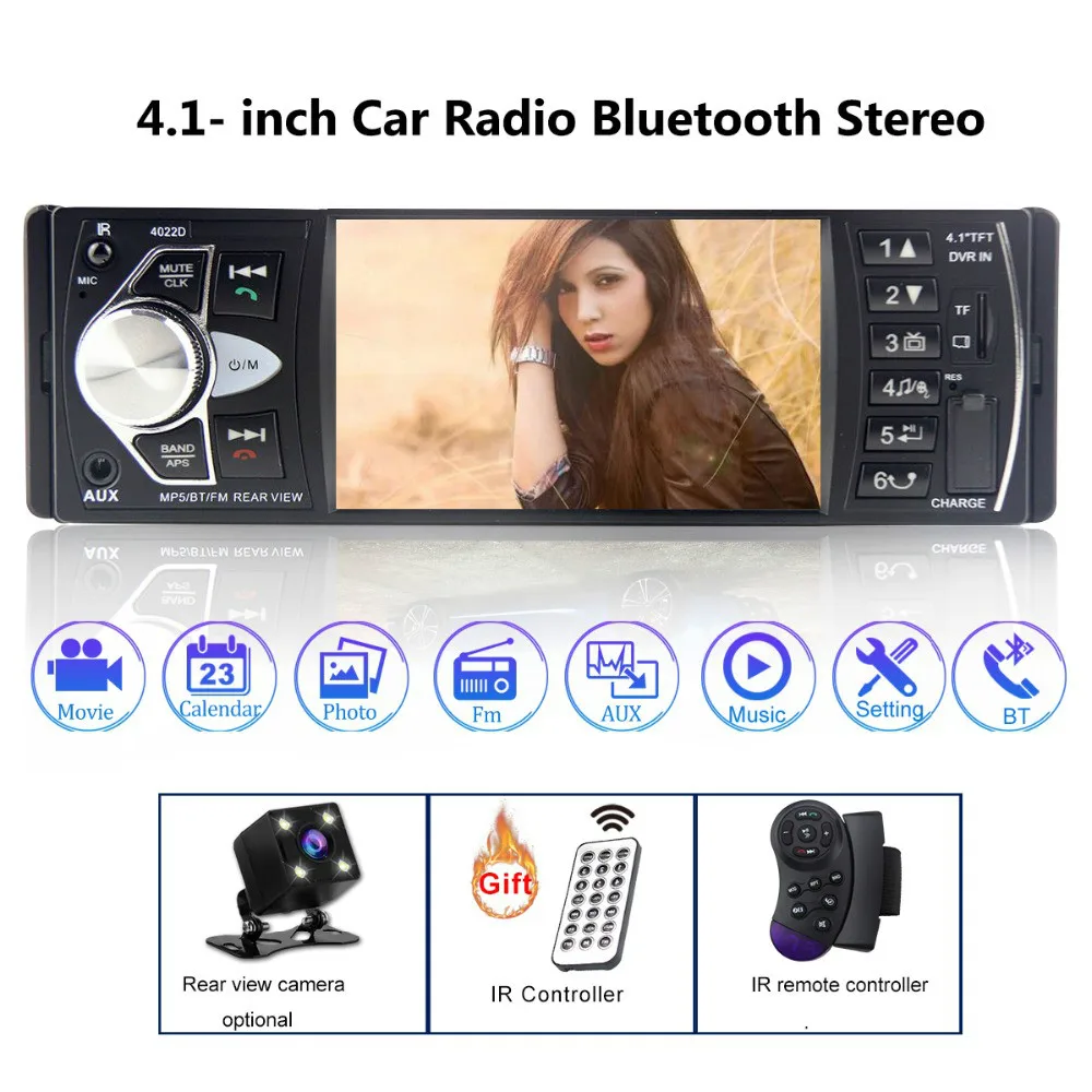 Авторадио Bluetooth автомобильный Радио плеер с тюнером 1 DIN HD цифровым экраном FM MP3 MP4