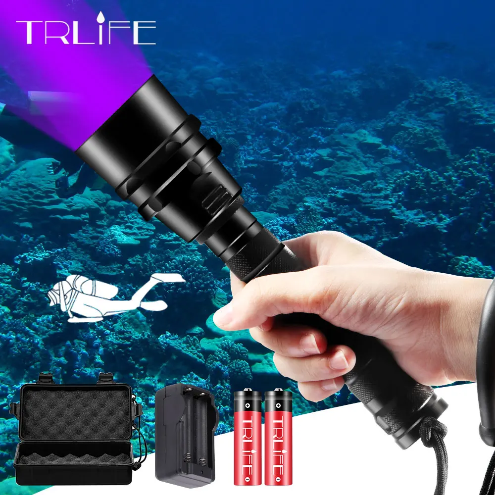 

Diving LED Flashlight UV Scuba Ultraviolet 5/3 LED Lantern Purple Light Underwater 200M Dive Aluminum Torch 395nm Waterproof