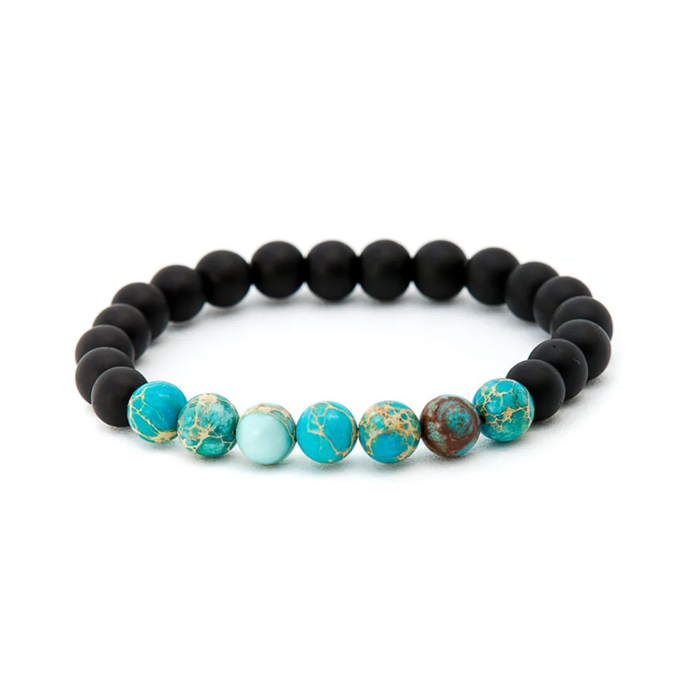 

New Design Natural Black Onyx & Regalite Hand Beaded Bracelet Chakra 8MM Energy Mala Beads Bracelets for Men or Women Wholesale