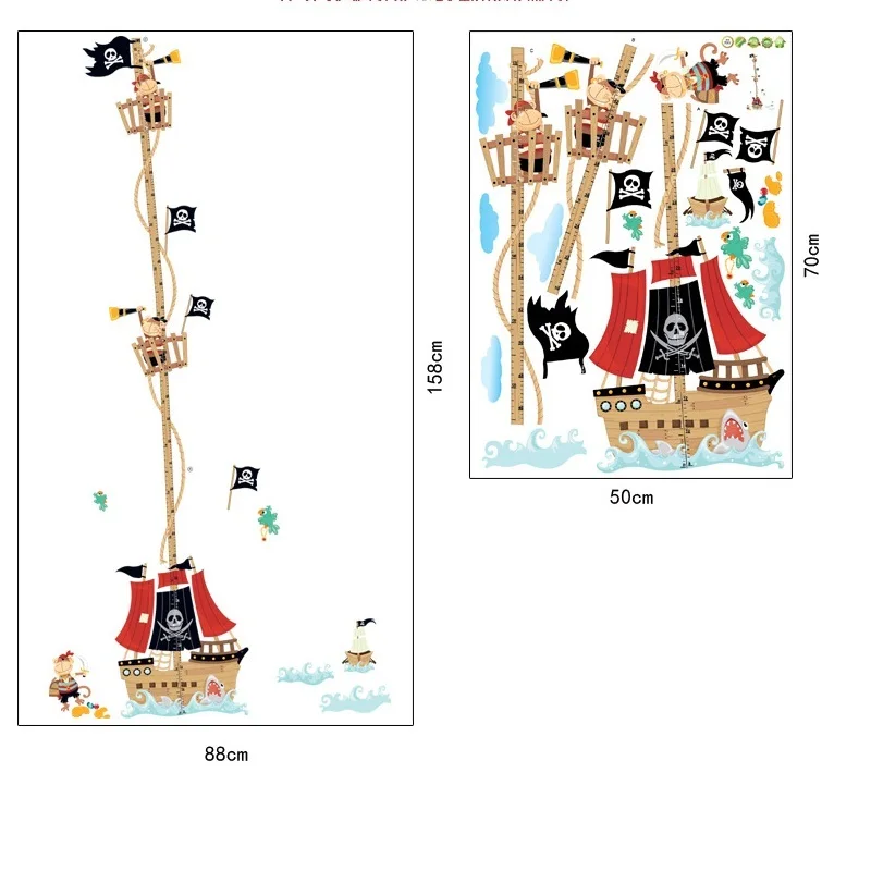 Обезьяна Животное пират дети Высота Мера Стикер для детской комнаты Рост
