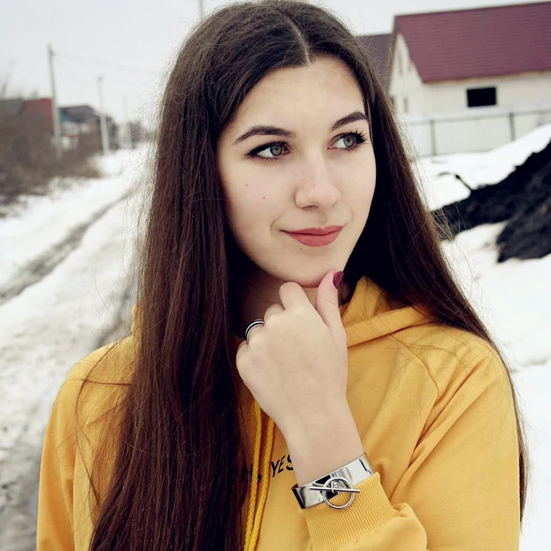 TBF Для мужчин и женщин Нержавеющая сталь Круглый Круг манжеты Браслеты любовник