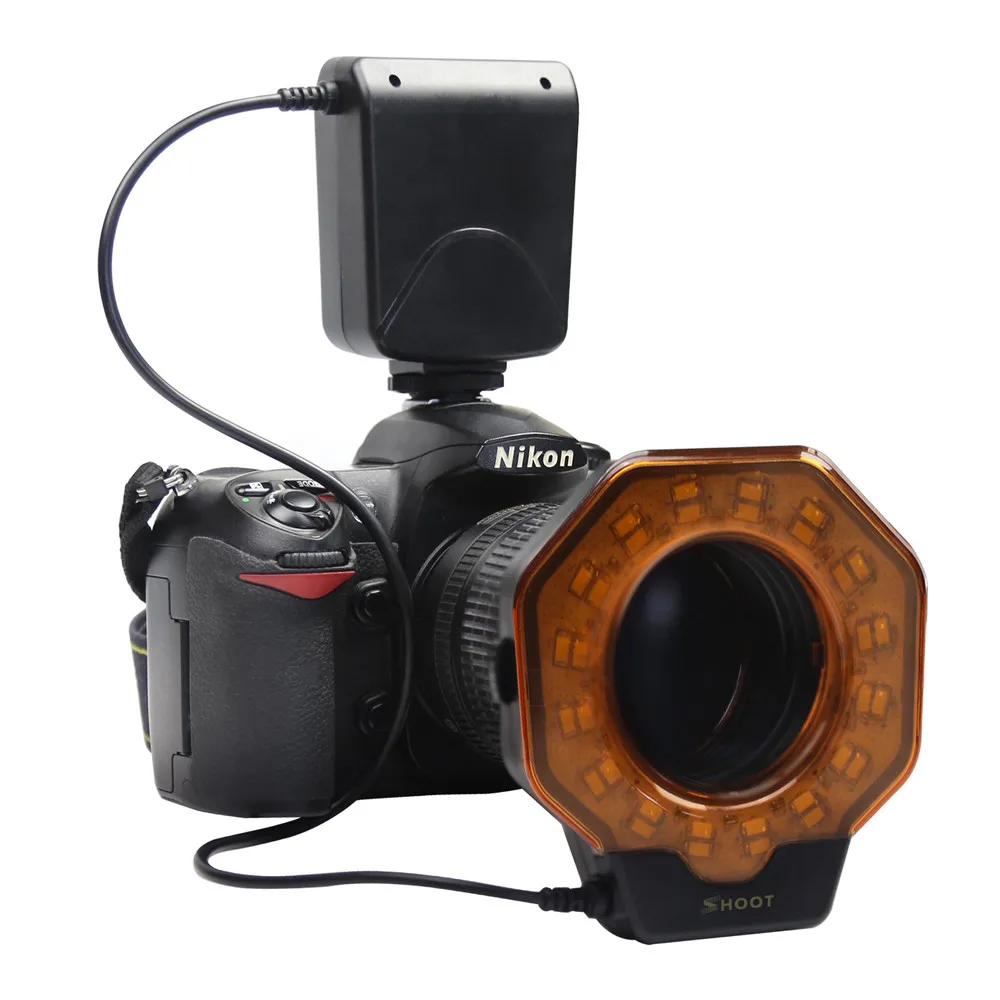 Макро светодиодный видео лампы с адаптером для Canon 60d 760d 80d 5d3 Nikon d800 d600 d5200 d7200 d3300