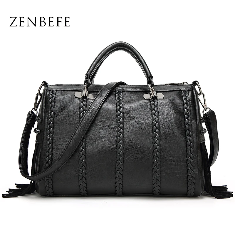 ZENBEFE винтажные женские Сумки из искусственной кожи большие сумки с заклепками