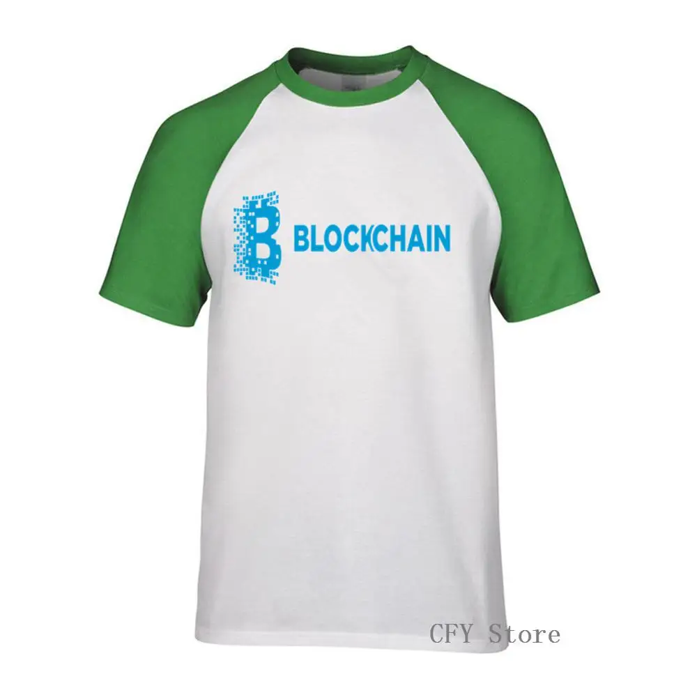 Биткоин-синяя мужская футболка с круглым вырезом и коротким рукавом
