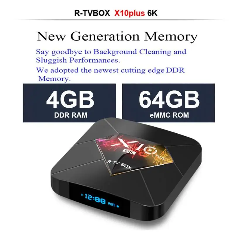 X10 Plus ТВ приставка Android 9,0 4+ 64G четырехъядерный WiFi 3D H.265 6K телеприставка Многоязычие и видео Поддержка форм