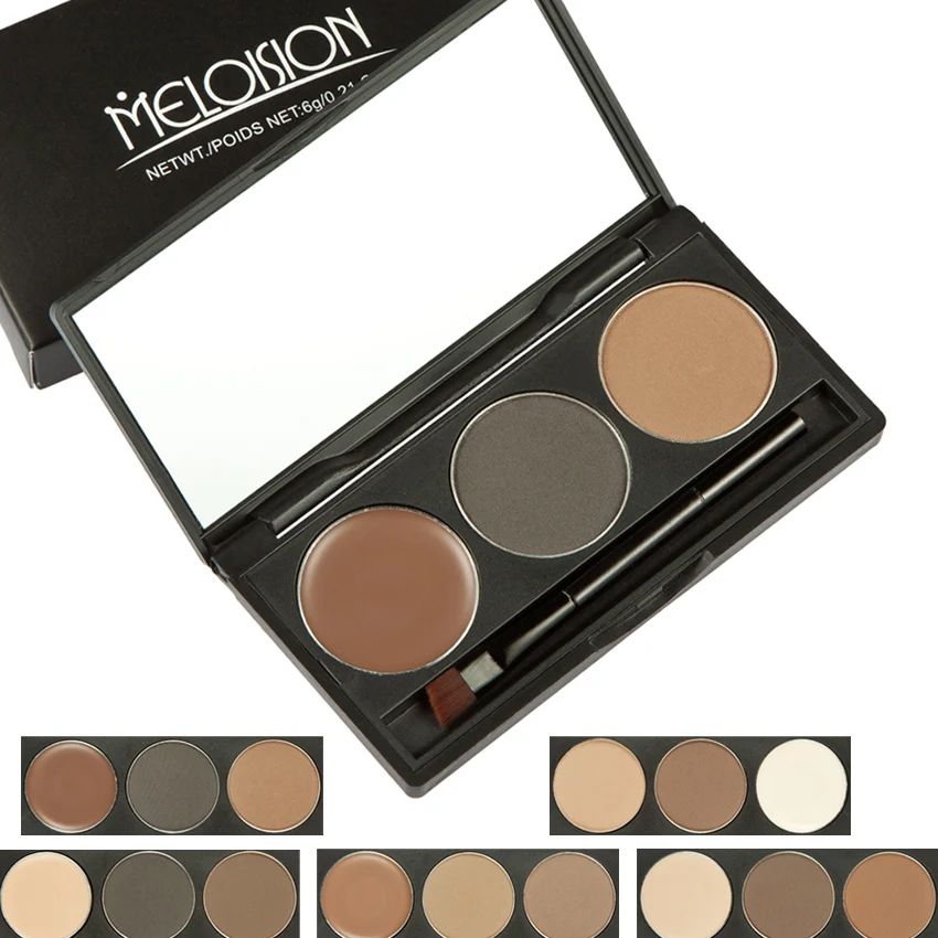 MELOISION Shadows 3 Colors Professional Make Up Long-Lasting Glitter Eye Shadow Palette Eyeshadow With Makeup Brush |