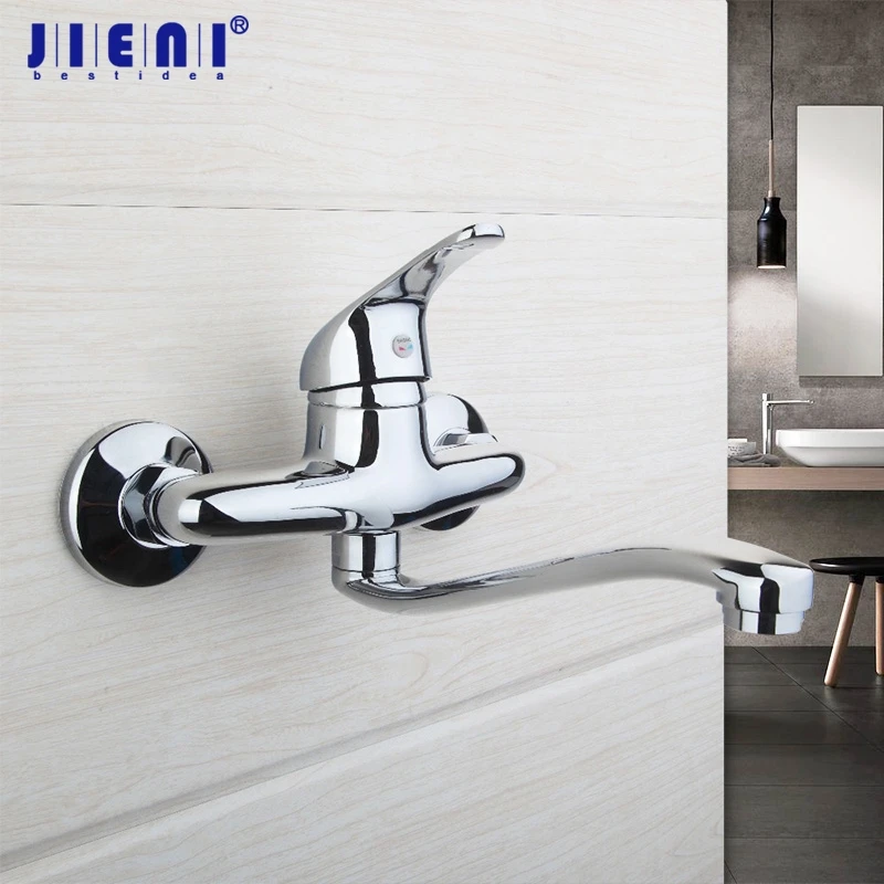 

JIENI Chrome Brass Wall Mounted Faucet Bathroom Basin Sink Tap Hot & Cold Water Mixer Hot Search Retail Laundry Faucet