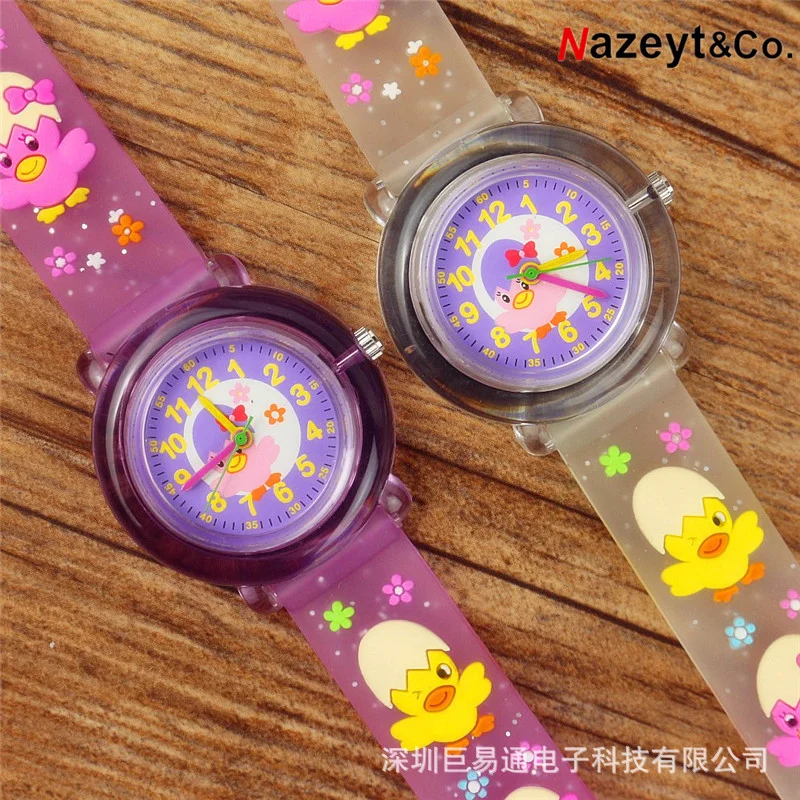 Милые детские 3D часы с изображением желтой утки желеобразная вспышка цветные