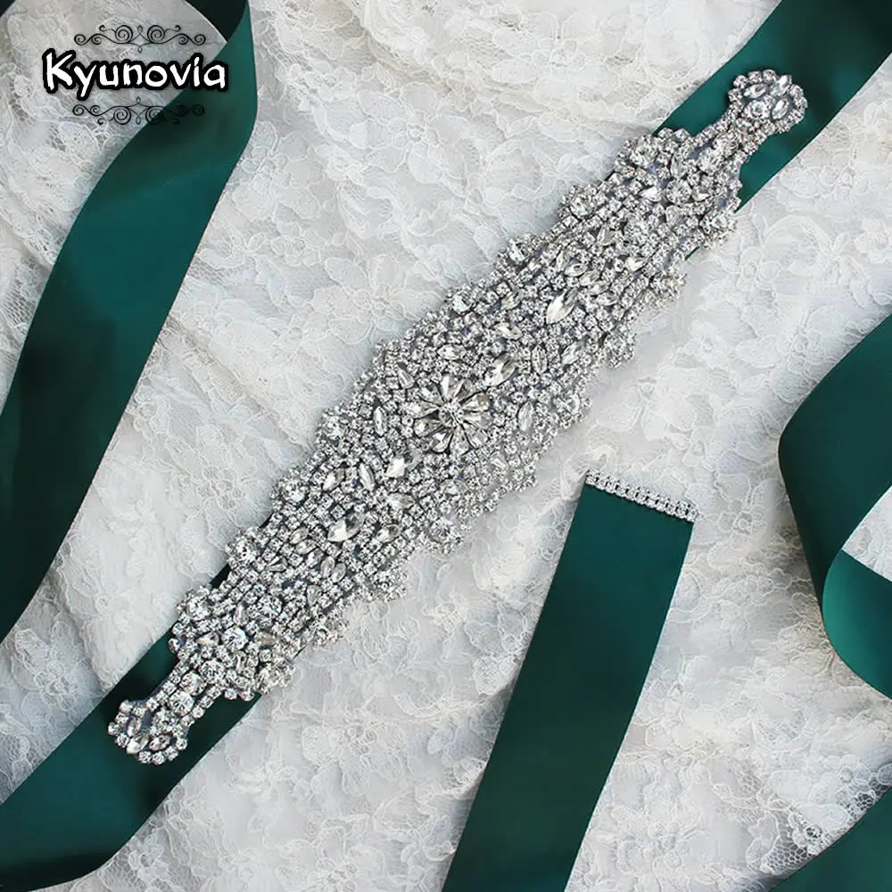 

Женский атласный пояс со стразами Kyunovia, вечерние атласные свадебные пояса для подружки невесты, модель FB21