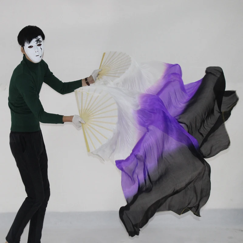 Новинка, окрашенная 1 пара/2 шт., 100% натуральный шелк, для танцев, для фанатов, высокое качество, для сборного танца живота, шелковые вентиляторы для танцоров/шоу