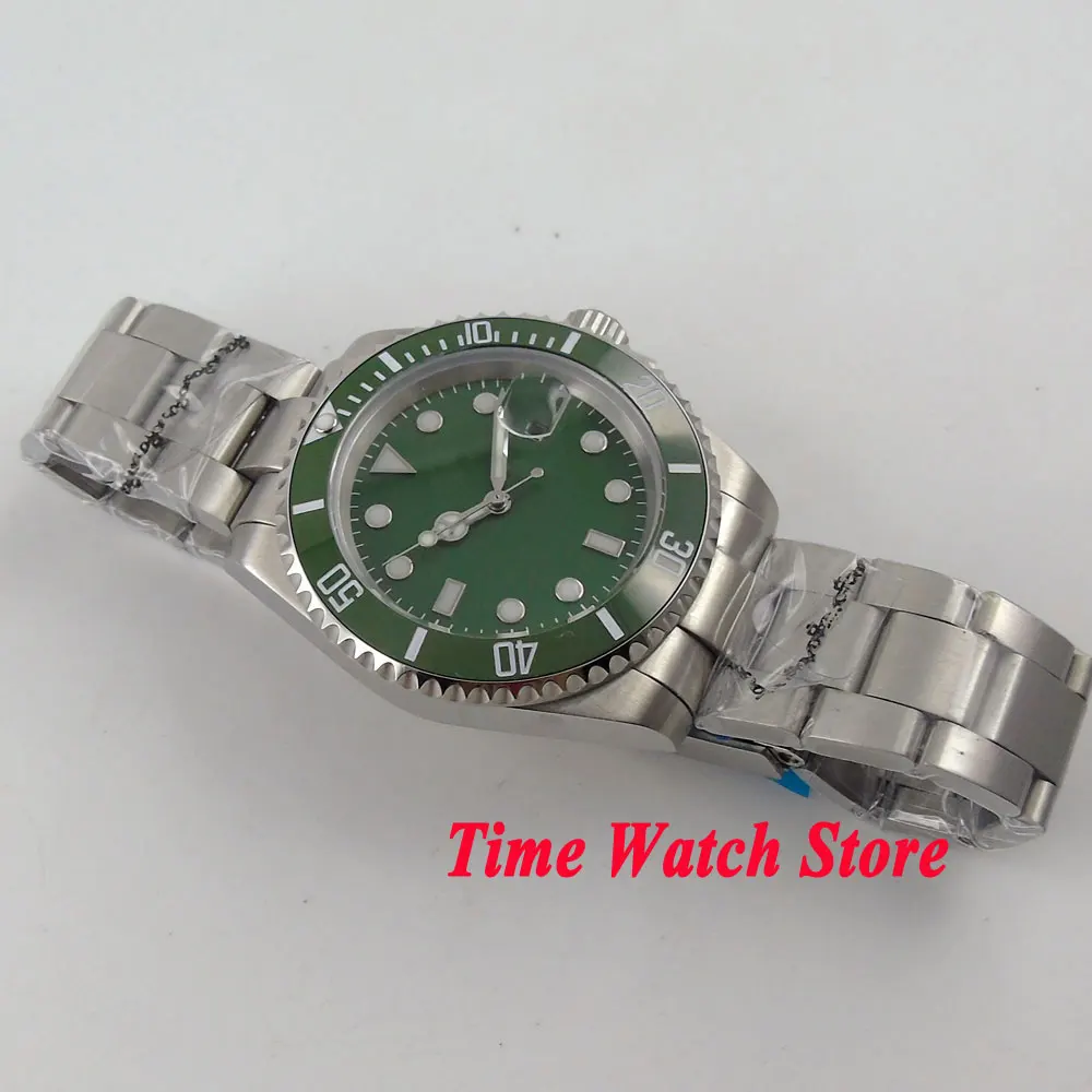 Bliger 40 мм белый циферблат светящийся стеклянный керамический ободок