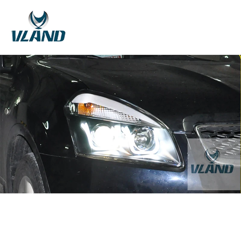 Фара VLAND Factory для Nissan Qashqai LED фары 2011 2012 2013 2014 с DRL H7 ксеноновым светом галогеновой лампы.