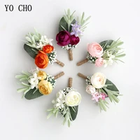 yo cho wedding planner boutonniere white wrist corsage bracelet bridal flower wedding boutonniere for guests mariage accessories