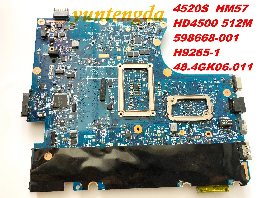 Оригинальная материнская плата для ноутбука HP 4520S HM57 HD4500 512M 598668-001 H9265-1 48.4GK06.011