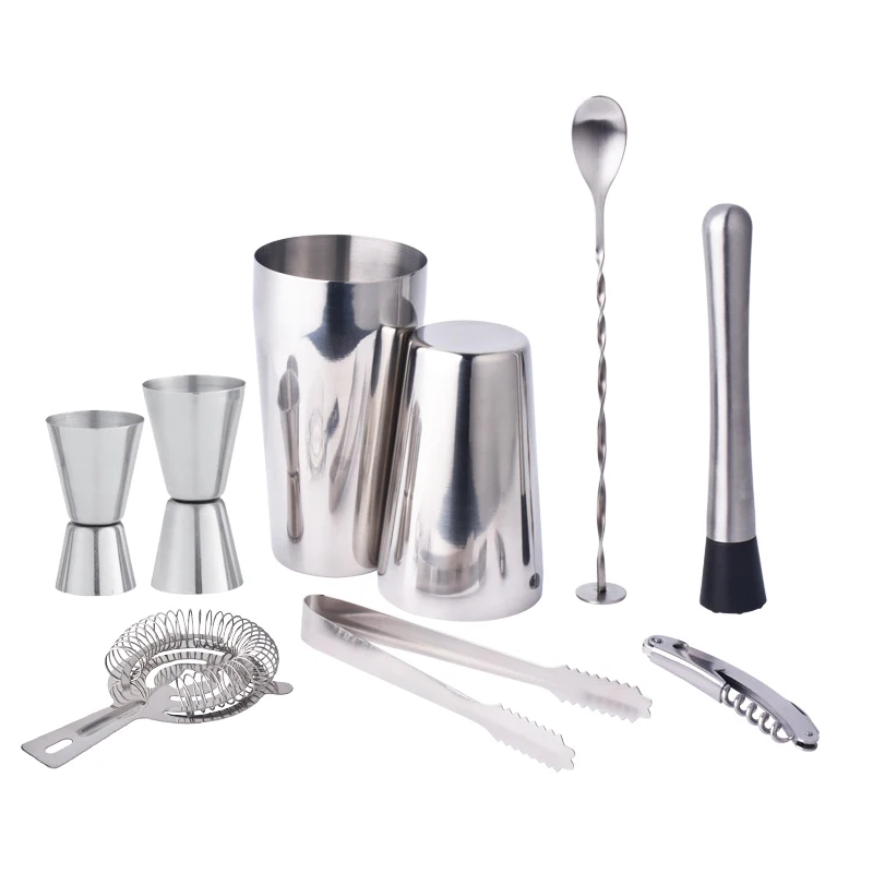 

9 pieces 450ml 600ml 750ml boston Double Vodka shaker bar tools bpa free Stainless steel 304 high-end Whisky cocktail shakers