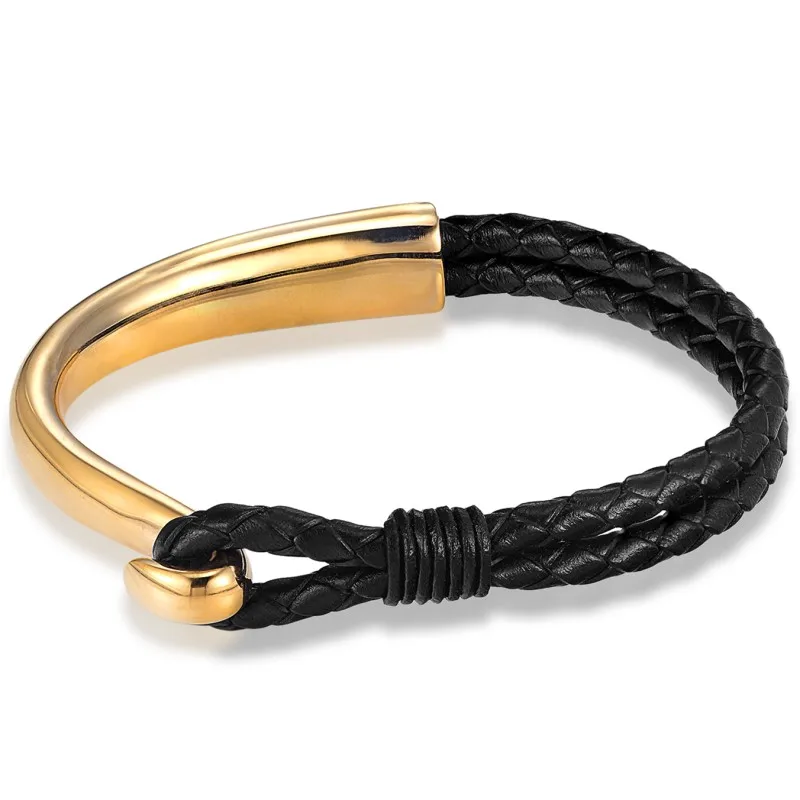 

HOT Fashion Men Bracelet Leather Rope Chain Bracelets Stainless Steel Leather Bracelet Man Gifts Vintage Jewelry