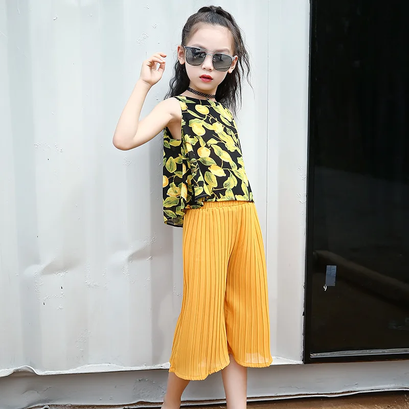 Комплект одежды для маленьких девочек летний модный топ с принтом жилет +