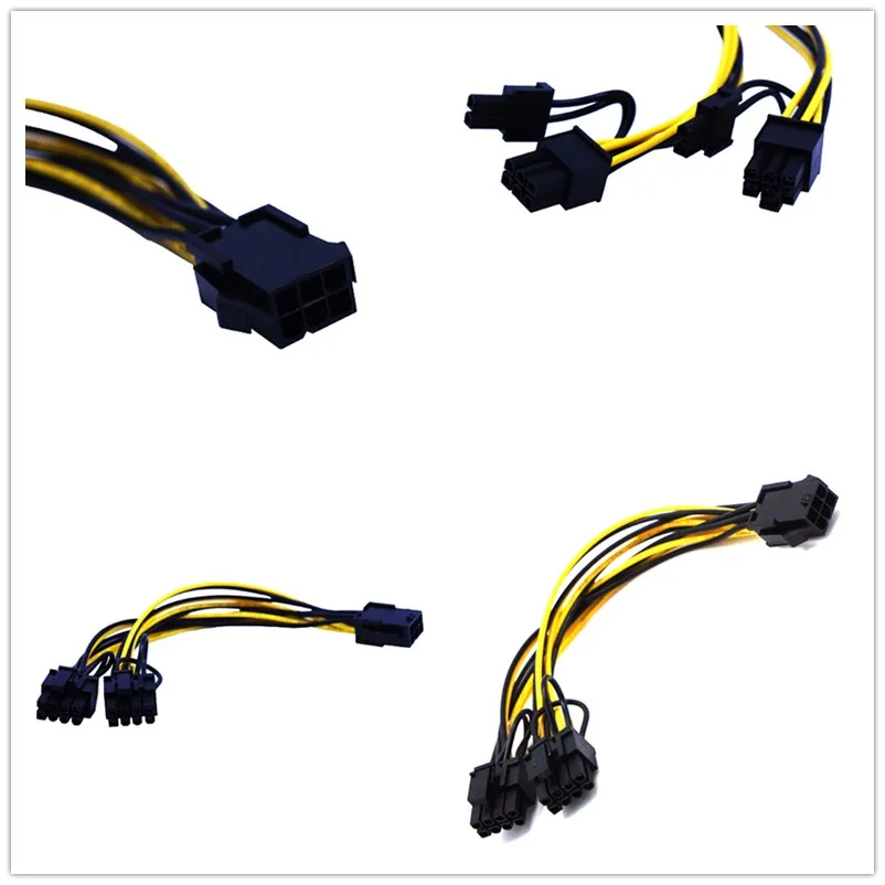 1 шт. 22 сантиметровые шахтерские кабели CPU 8Pin для видеокарты Dual PCI E PCIe (6Pin + 2Pin)