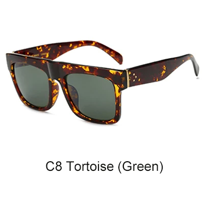 C8 Tortoise-Green Ralferty, солнцезащитные очки больших размеров для женщин и мужчин, фирменный дизайн, квадратные солнцезащитные очки для женщин, черные градиентные оттенки, женские UV400 D5676 - Цвет линз: C8 Tortoise-Green