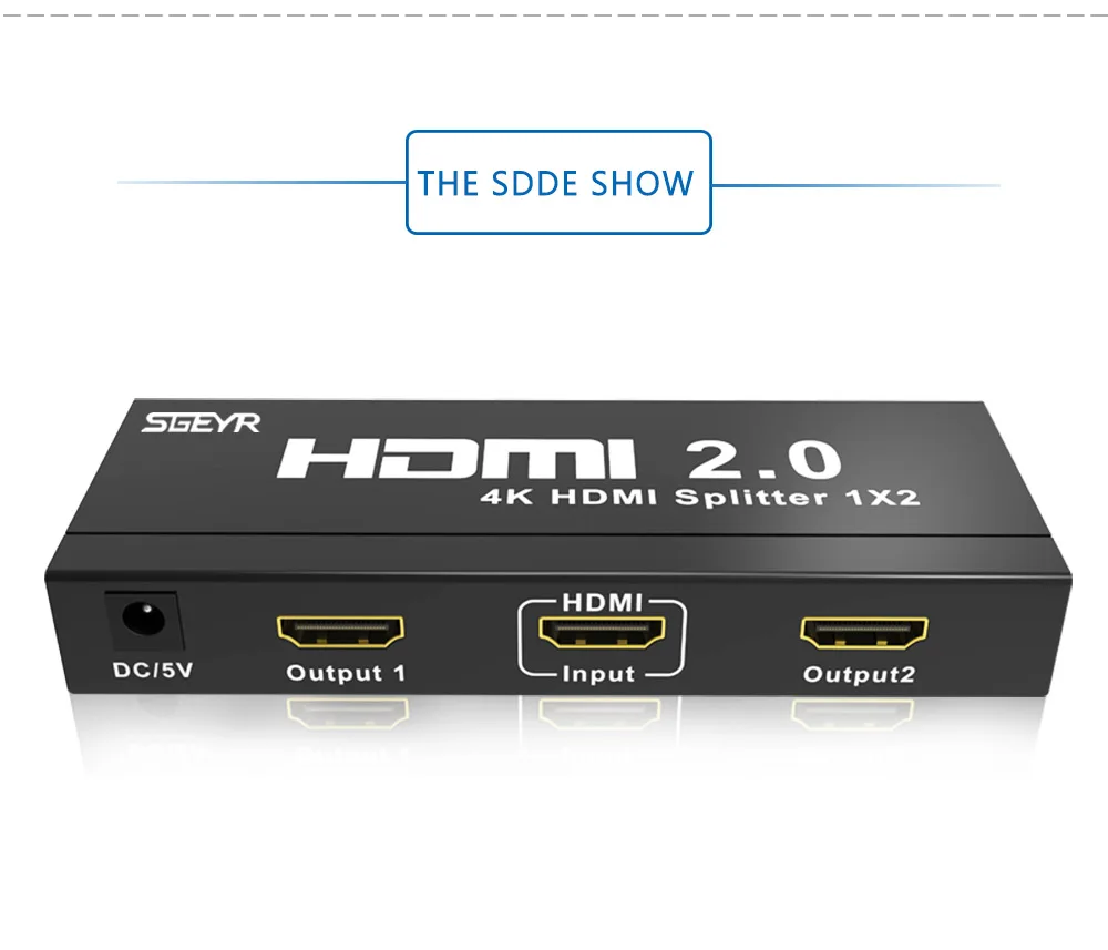 1x2 HDMI Сплиттер 4K 2 Way HDMI didriver сплиттер 1 в 2 Выход SGEYR сплиттер HDMI 2,0, HDCP2.2 4Kx2K@ 60 Гц с EDID переключателями