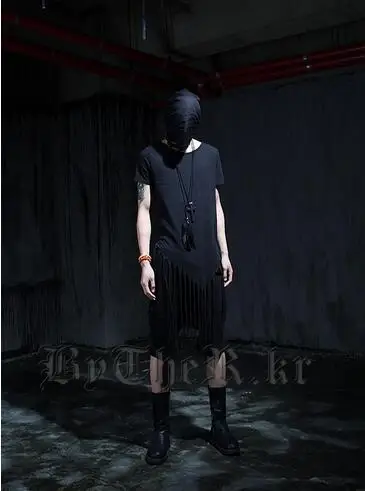 

2018 men's clothing summer ruslana korshunova costume torn edge tassel sweep short T-shirts