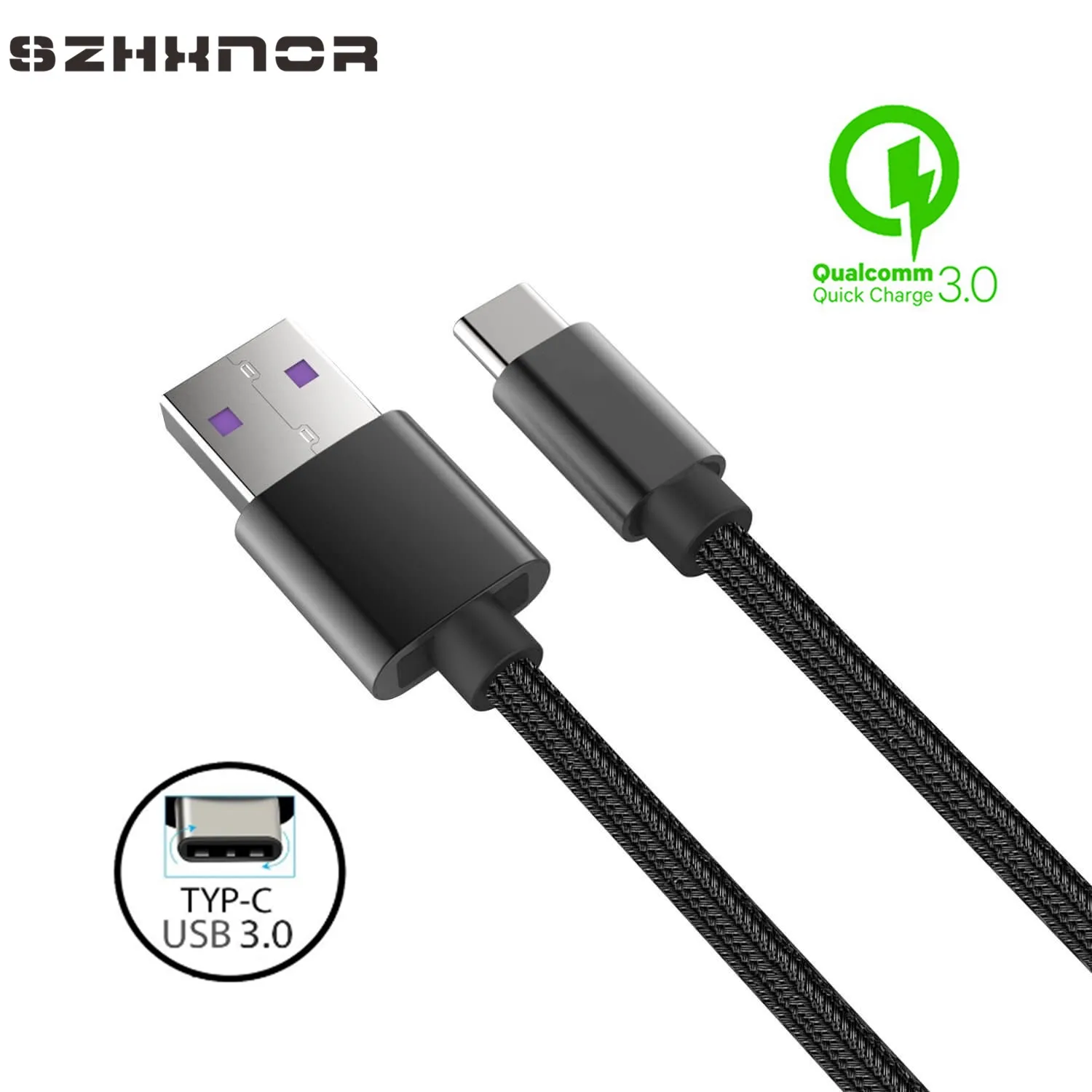 Черный кабель с разъемом USB типа C быстрое зарядное устройство для передачи