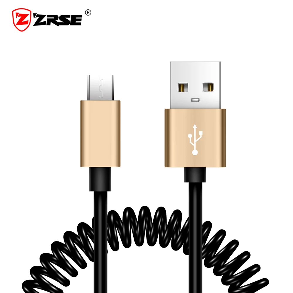 Gold ZRSE Весна микро USB кабель гибкий эластичный стрейч кабель синхронизации данных и зарядки для samsung Xiaomi Redmi huawei кабель мобильного телефона - Цвет: Gold