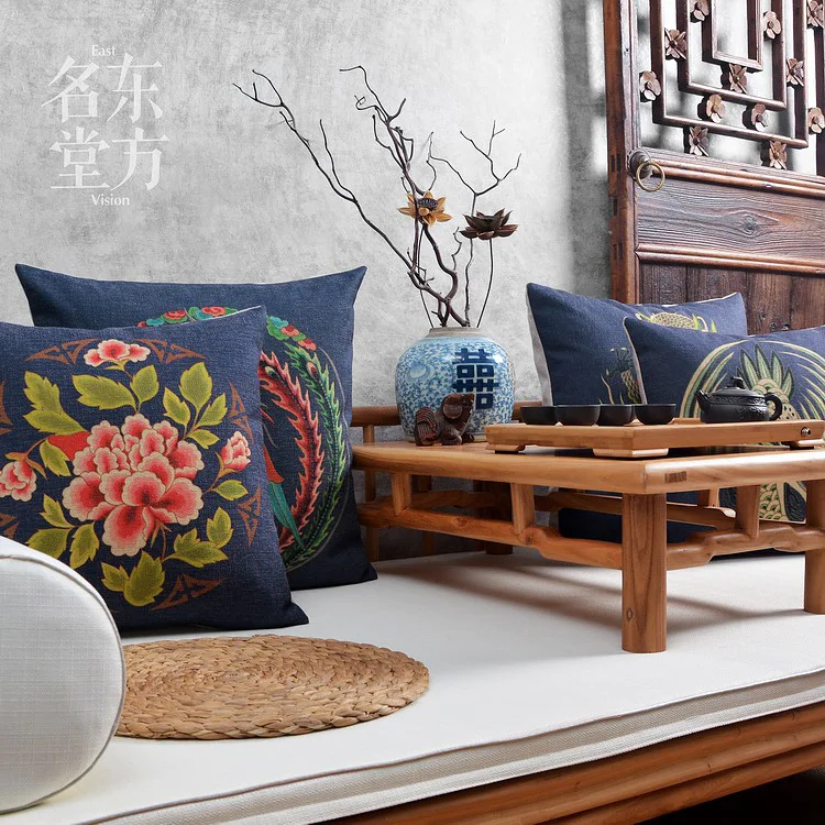 china classic cushion Cotton Linen Sofa Cushion dark blue dragon and Throw Decorative Pillow Home Car Seat Decor | Дом и сад