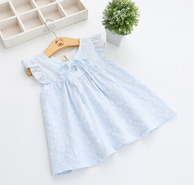 2016 принцесса девушки пуховкой рукавом с бантом краткое платье из хлопка Дети