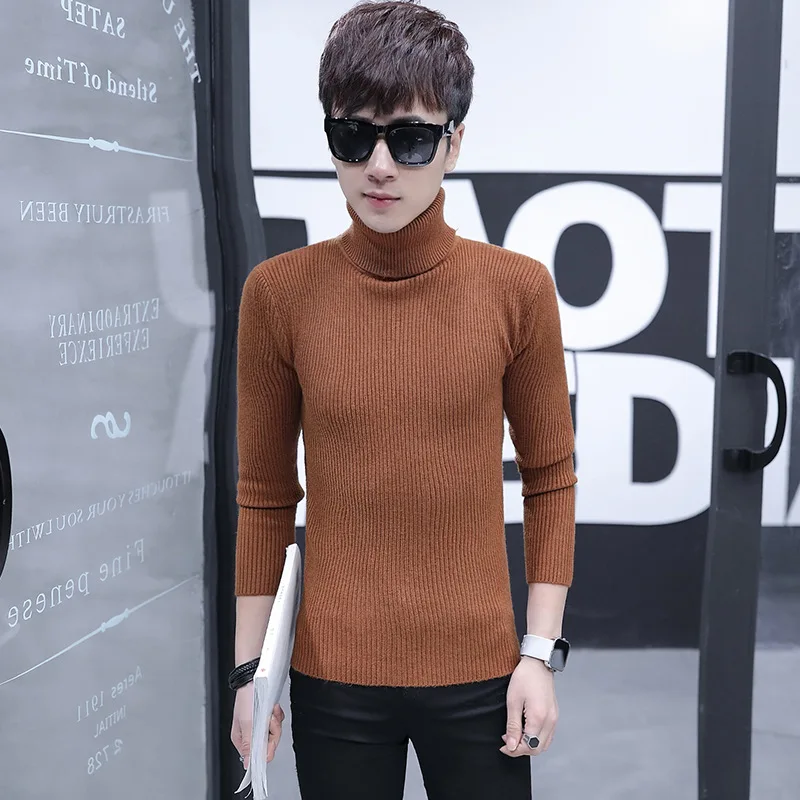 Turtleneck Fashion 2019 Classic Simplicity Pullover Sweater Men Striped Long Sleeves Solid Grey Black Mens Sweaters Free Ship